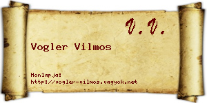 Vogler Vilmos névjegykártya